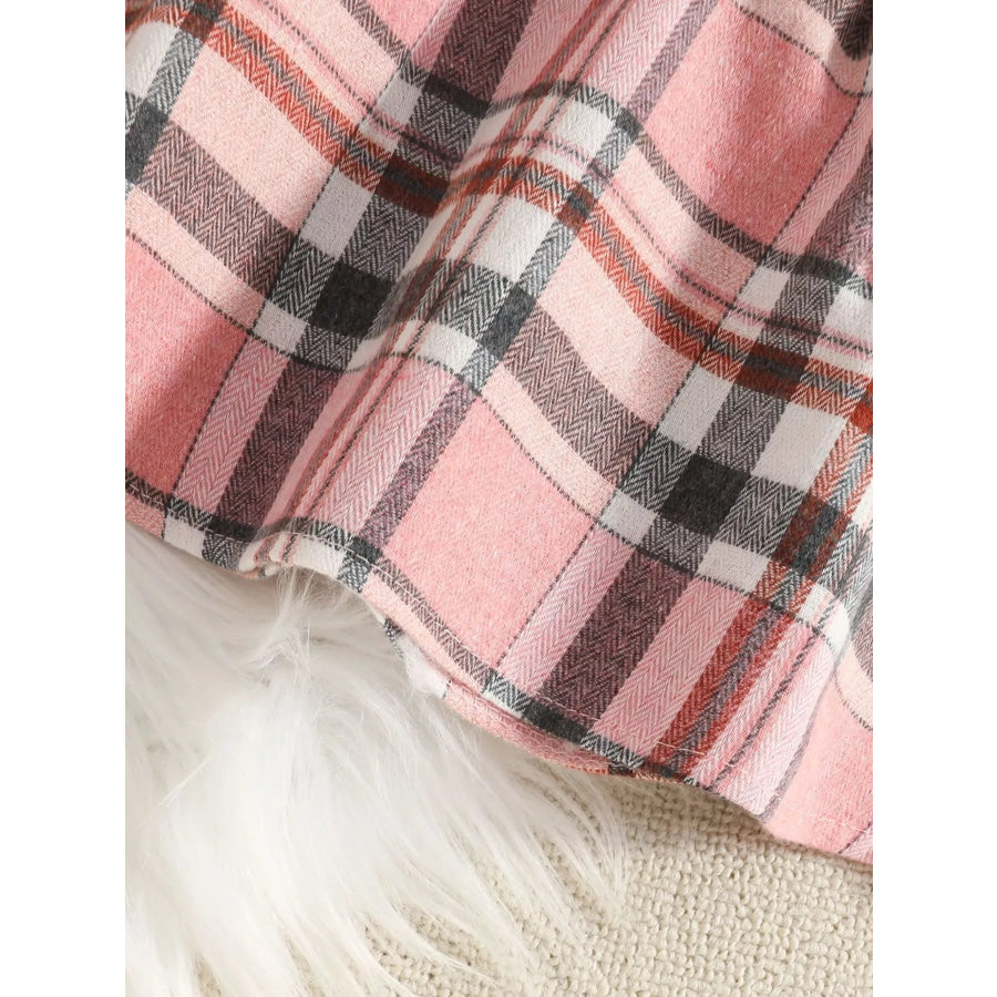 Children’s Plaid Suspender Skirt Set with Ribbed Long Sleeve Top Apparel and Accessories
