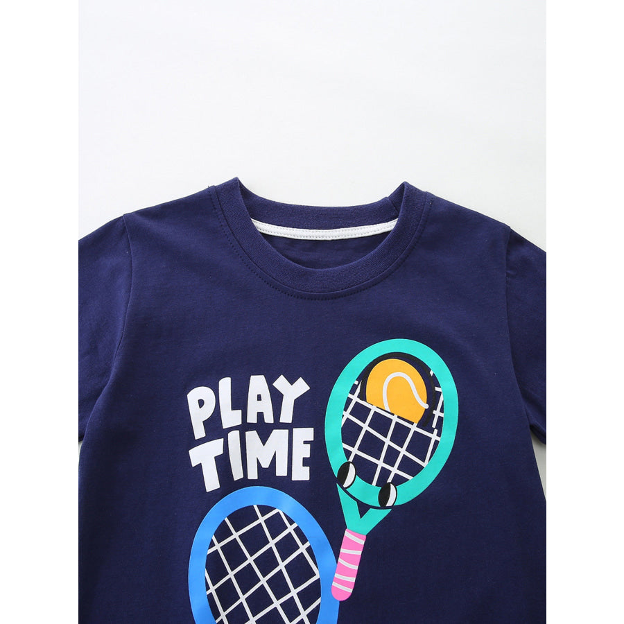 Children’s Play Time Tennis Graphic Crew Neck T-Shirt Apparel and Accessories