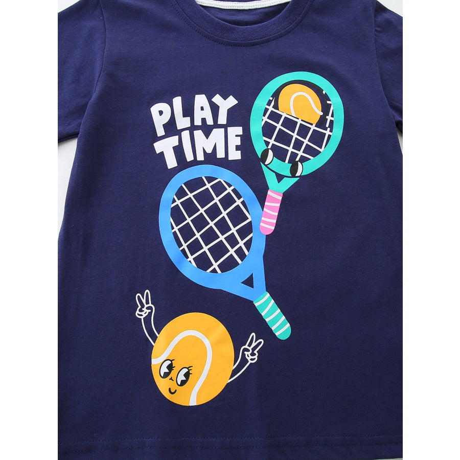 Children’s Play Time Tennis Graphic Crew Neck T-Shirt Apparel and Accessories