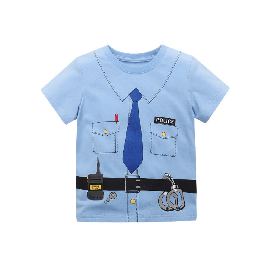 Children’s Police Officer Graphic Short Sleeve T-Shirt Apparel and Accessories