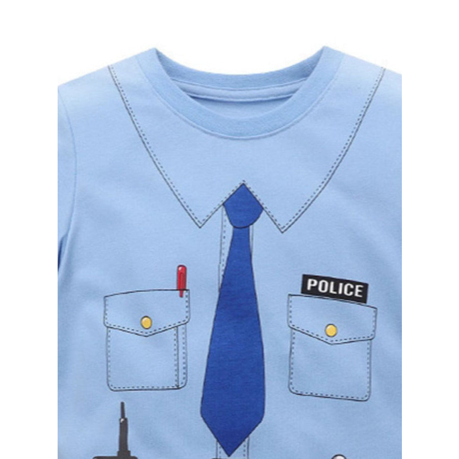Children’s Police Officer Graphic Short Sleeve T-Shirt Apparel and Accessories