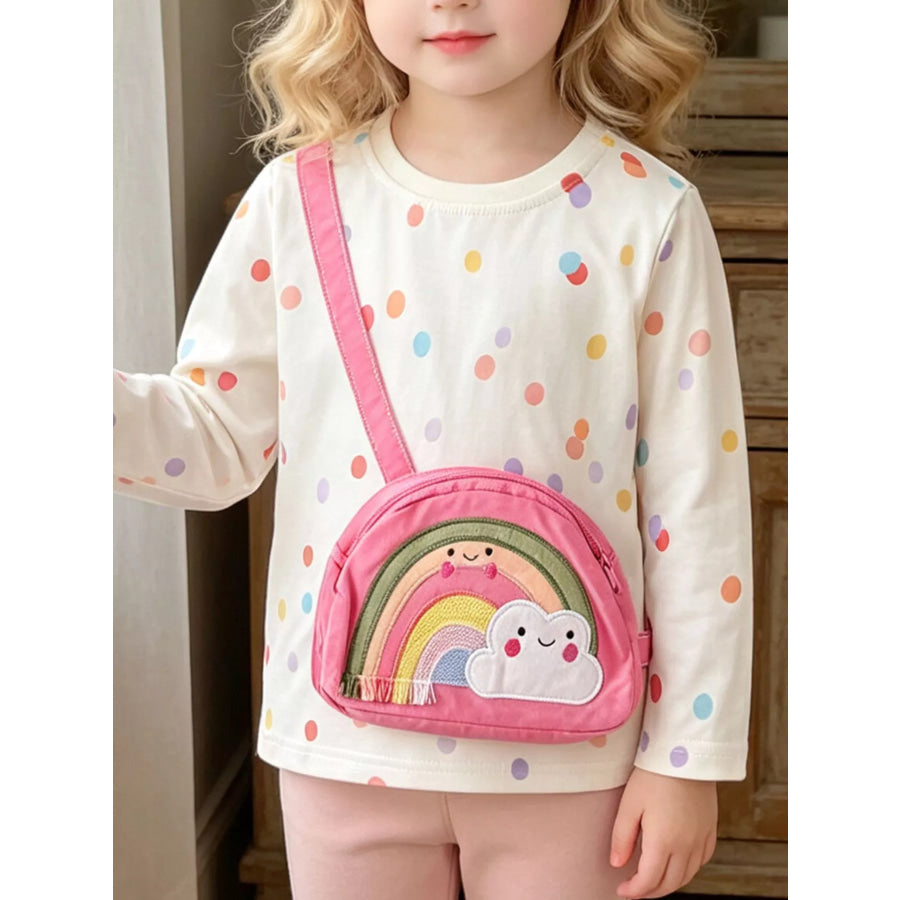Children’s Polka Dot Bag Applique T-Shirt White / 3T Apparel and Accessories
