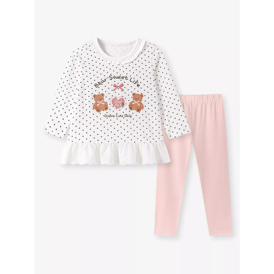 Children’s Polka Dot Bear Long-Sleeve Top and Leggings Set Apparel Accessories