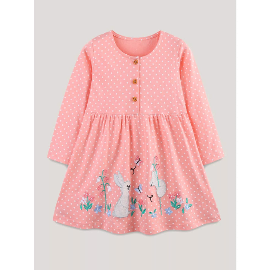 Children’s Polka Dot Bunny Long Sleeve Dress Apparel and Accessories