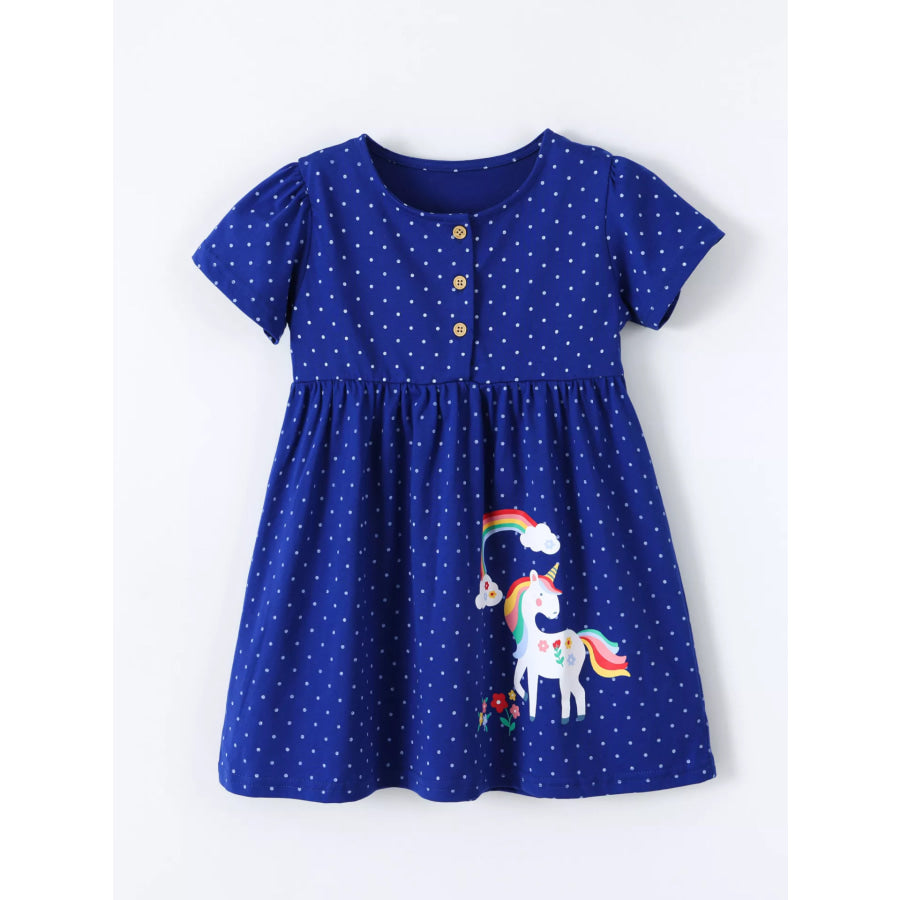 Children’s Polka Dot Unicorn Rainbow Dress Apparel and Accessories