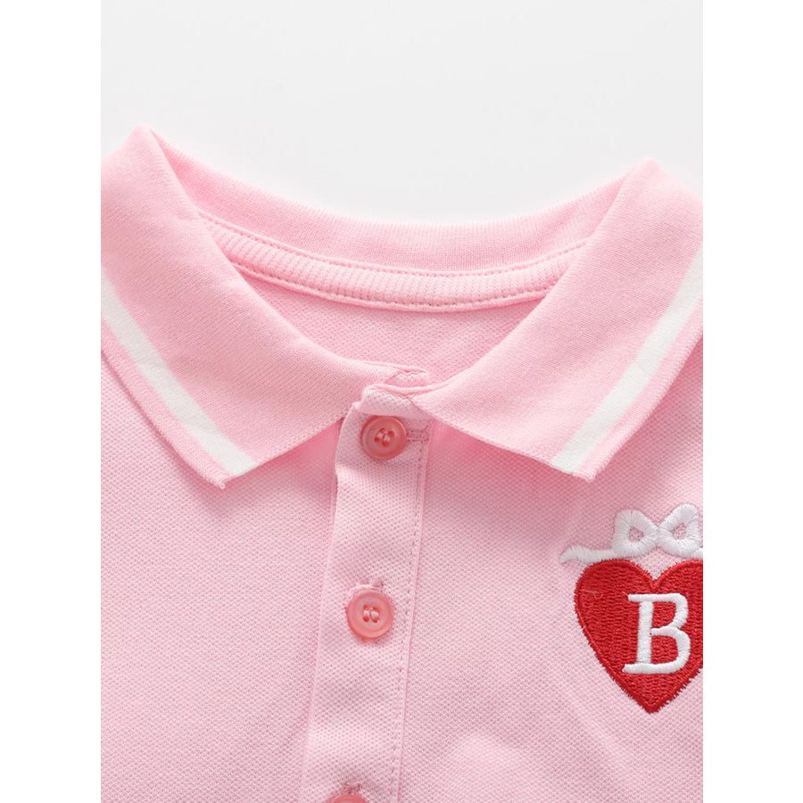 Children’s Polo Collar Embroidered Heart Dress Apparel and Accessories