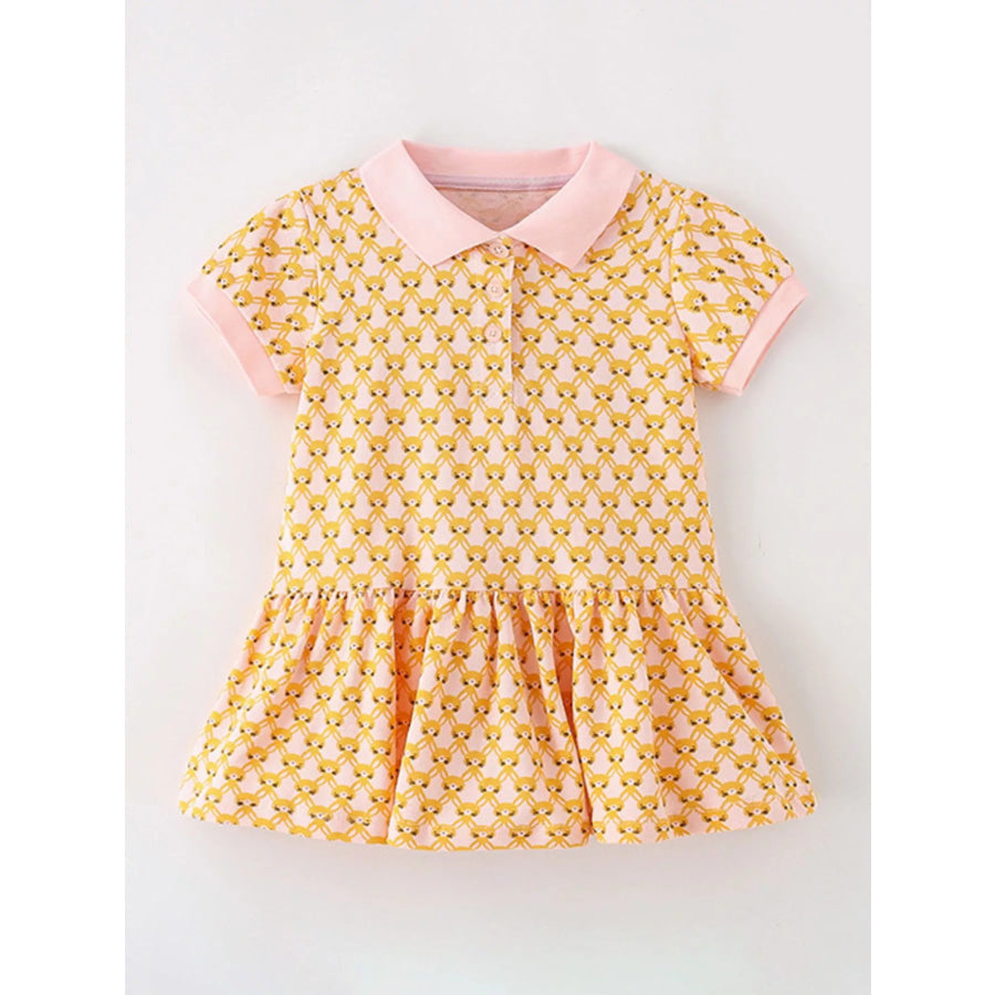 Children’s Polo Collar Short Sleeve Dress Gold / 5Y Apparel and Accessories