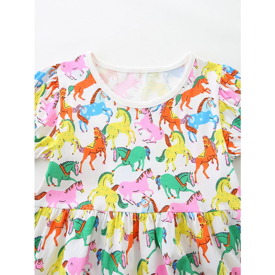 Children’s Pony Print Casual Dress Apparel and Accessories