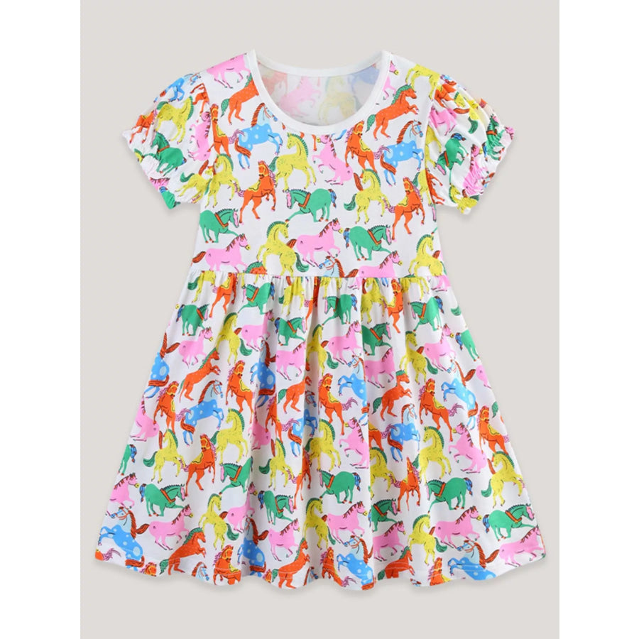 Children’s Pony Print Casual Dress Apparel and Accessories