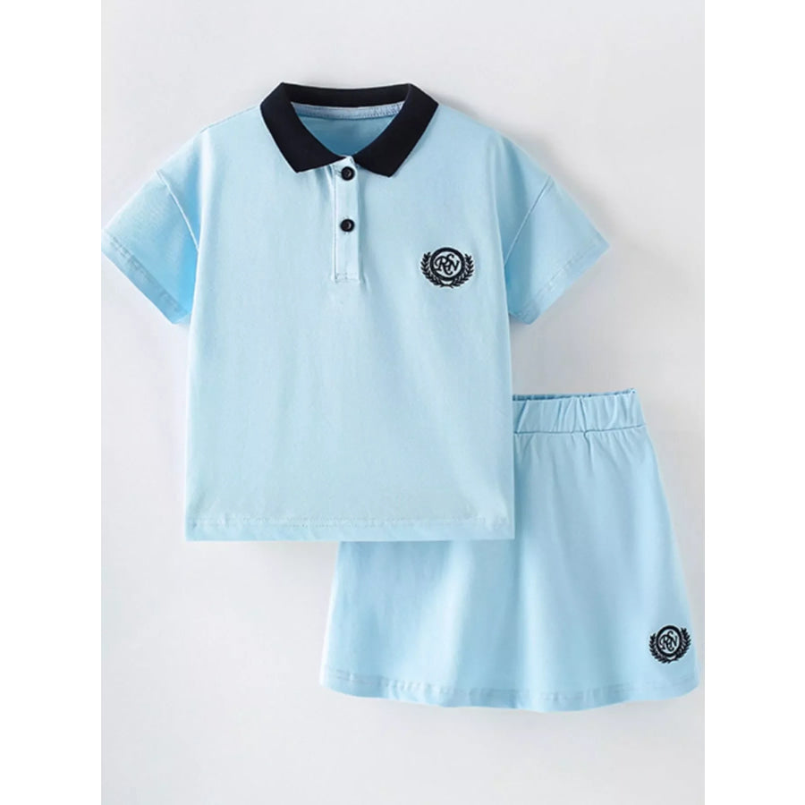 Children’s Preppy Style Polo Shirt and Skirt Set Apparel and Accessories