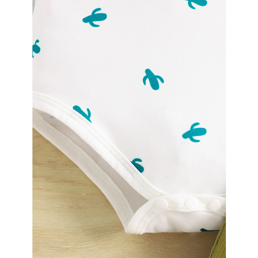Children’s Printed Bodysuit & Flare Leg Pants & Headband 3-Piece Set Apparel and Accessories