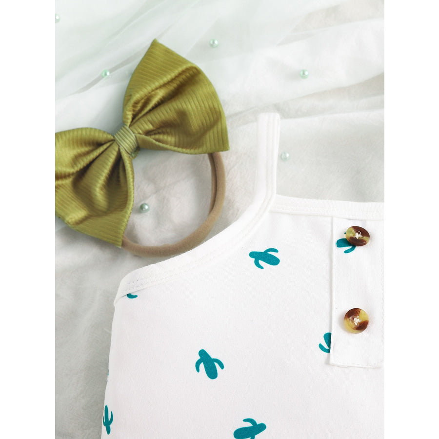 Children’s Printed Bodysuit & Flare Leg Pants & Headband 3-Piece Set Apparel and Accessories