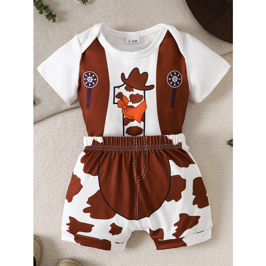 Children’s Printed Bodysuit & Shorts Set White / 0-3M Apparel and Accessories