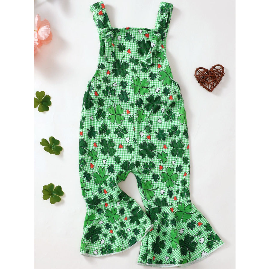 Children’s Printed Flare Overalls Green / 6-12M Apparel and Accessories
