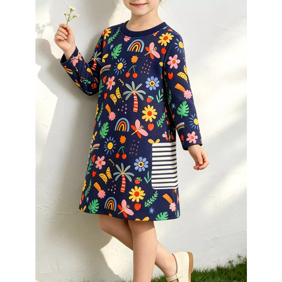 Children’s Printed Long Sleeve Casual Dress Apparel and Accessories