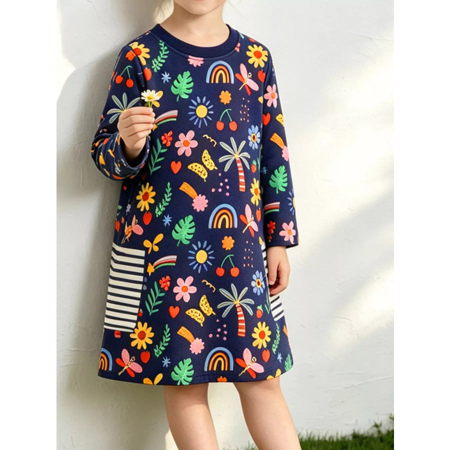 Children’s Printed Long Sleeve Casual Dress Apparel and Accessories