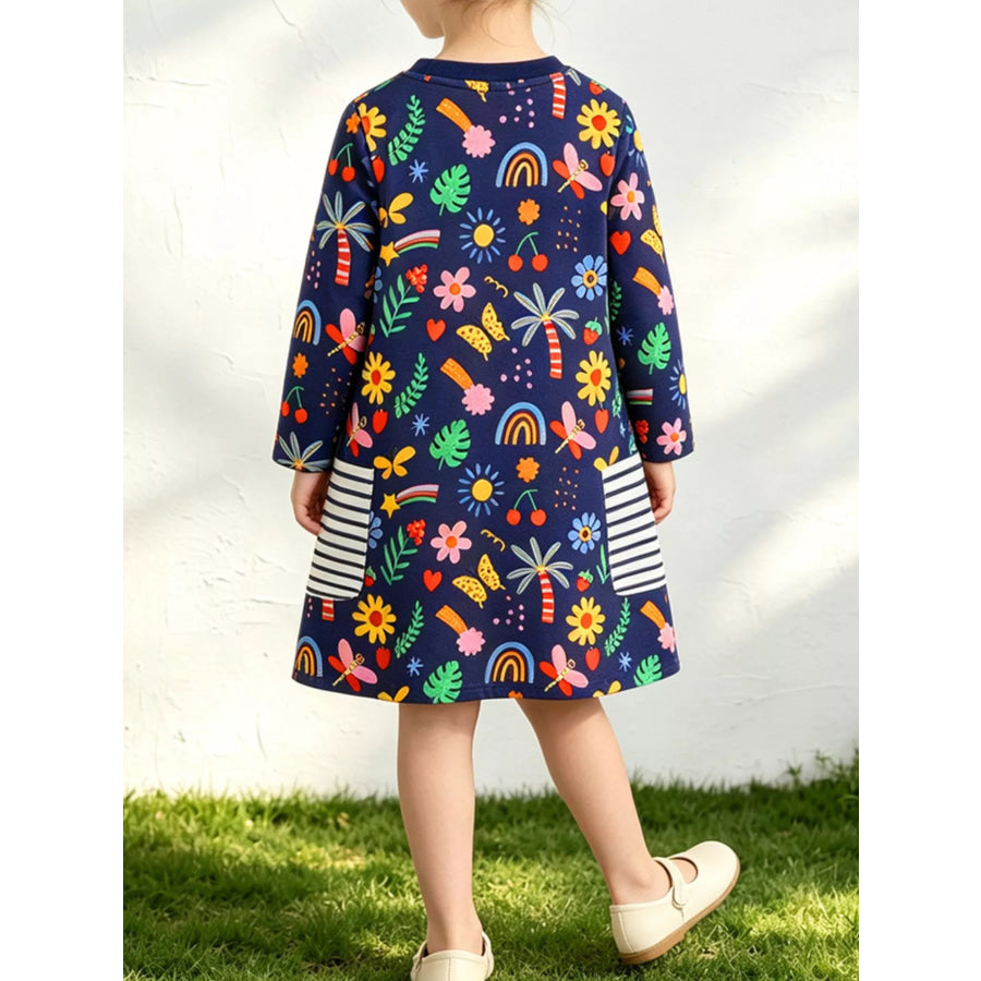 Children’s Printed Long Sleeve Casual Dress Apparel and Accessories
