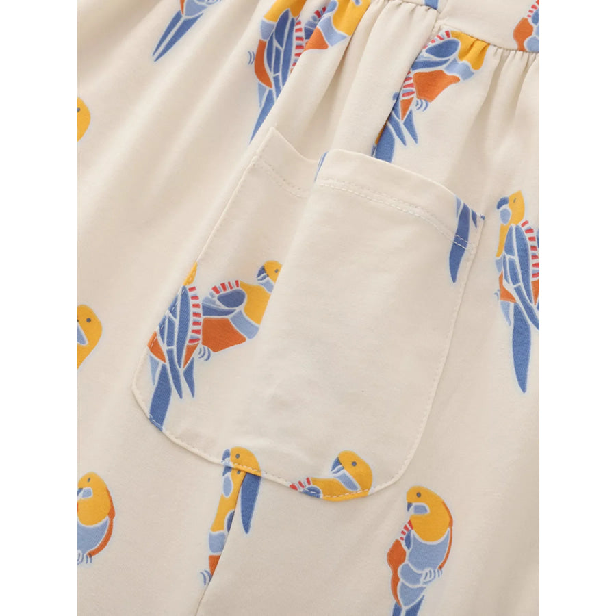 Children’s Printed Parrot Button-Front Casual Dress Apparel and Accessories