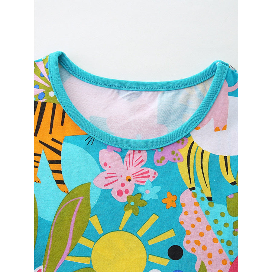 Children’s Printed Round Neck Casual Dress Apparel and Accessories