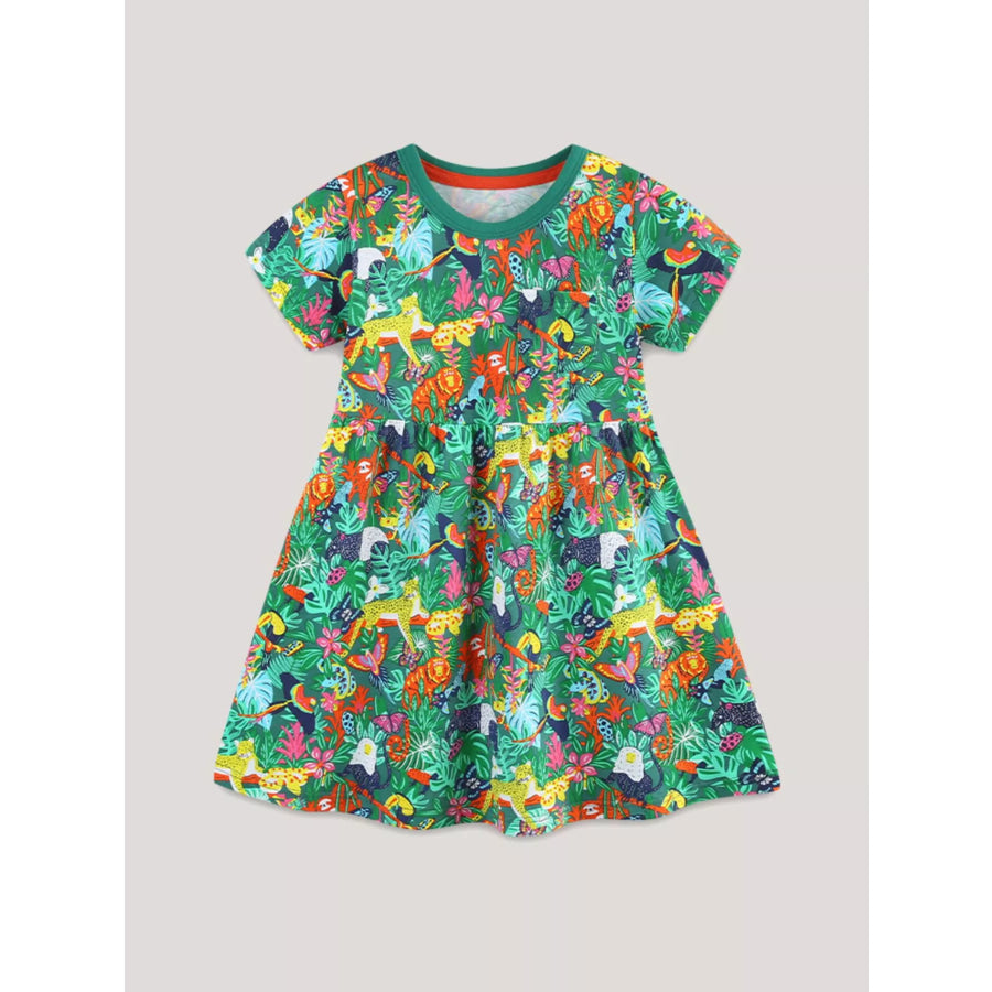 Children’s Printed Round Neck Dress Apparel and Accessories