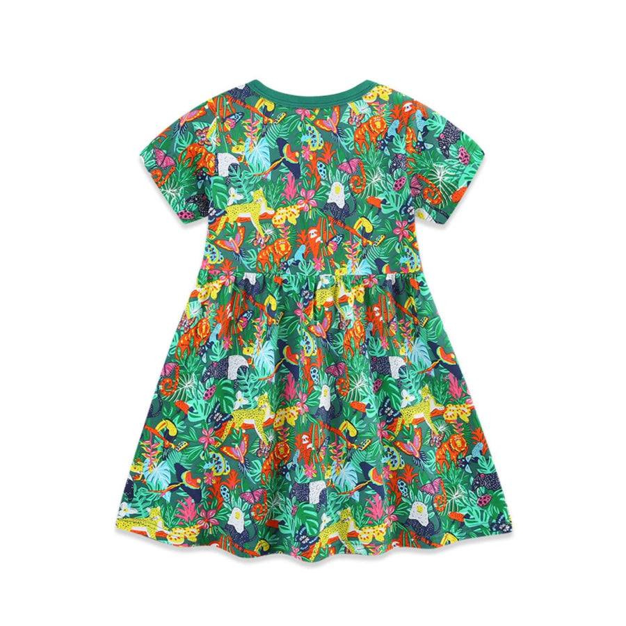 Children’s Printed Round Neck Dress Apparel and Accessories