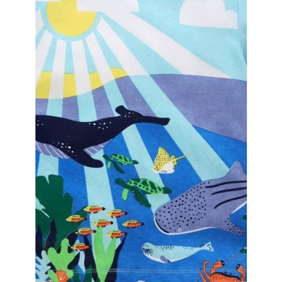 Children’s Printed Round Neck Short Sleeve T-Shirt Apparel and Accessories