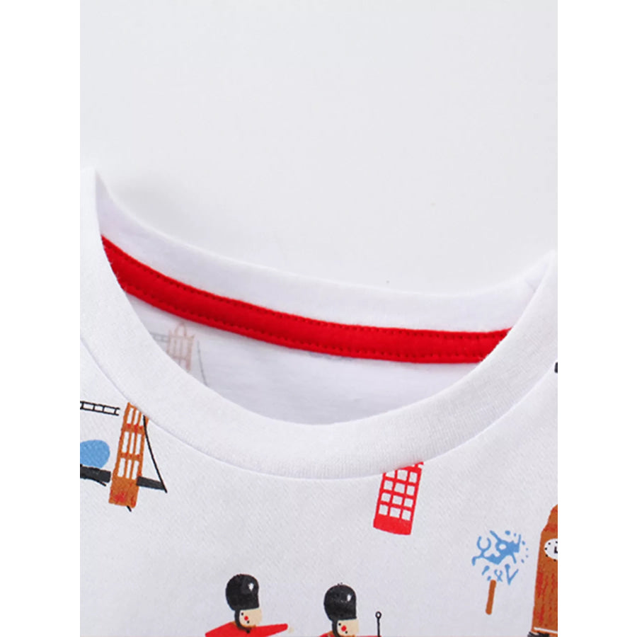Children’s Printed Round Neck Tee and Shorts Set Apparel and Accessories