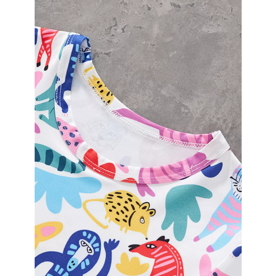 Children’s Printed Round Neck Tee and Shorts Set Apparel and Accessories
