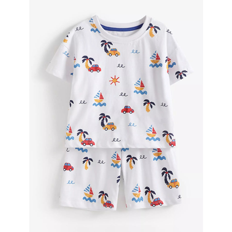 Children’s Printed Round Neck Tee and Shorts Set Apparel and Accessories