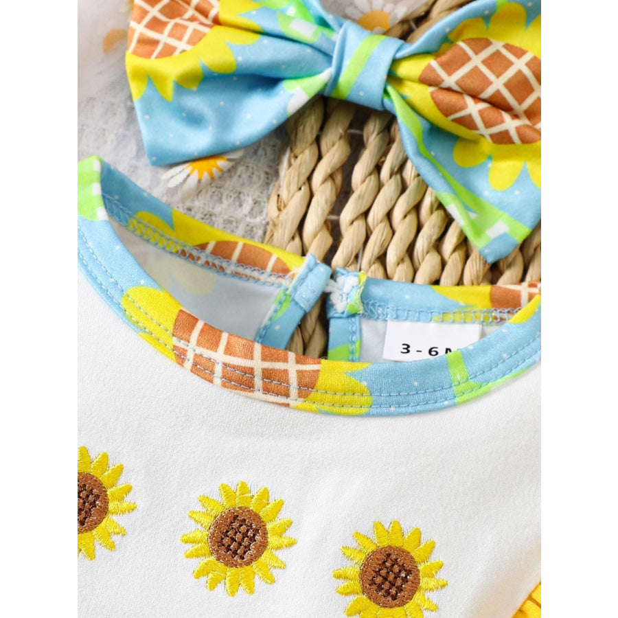 Children’s Printed Ruffle Trim One-Piece with Headband Apparel and Accessories