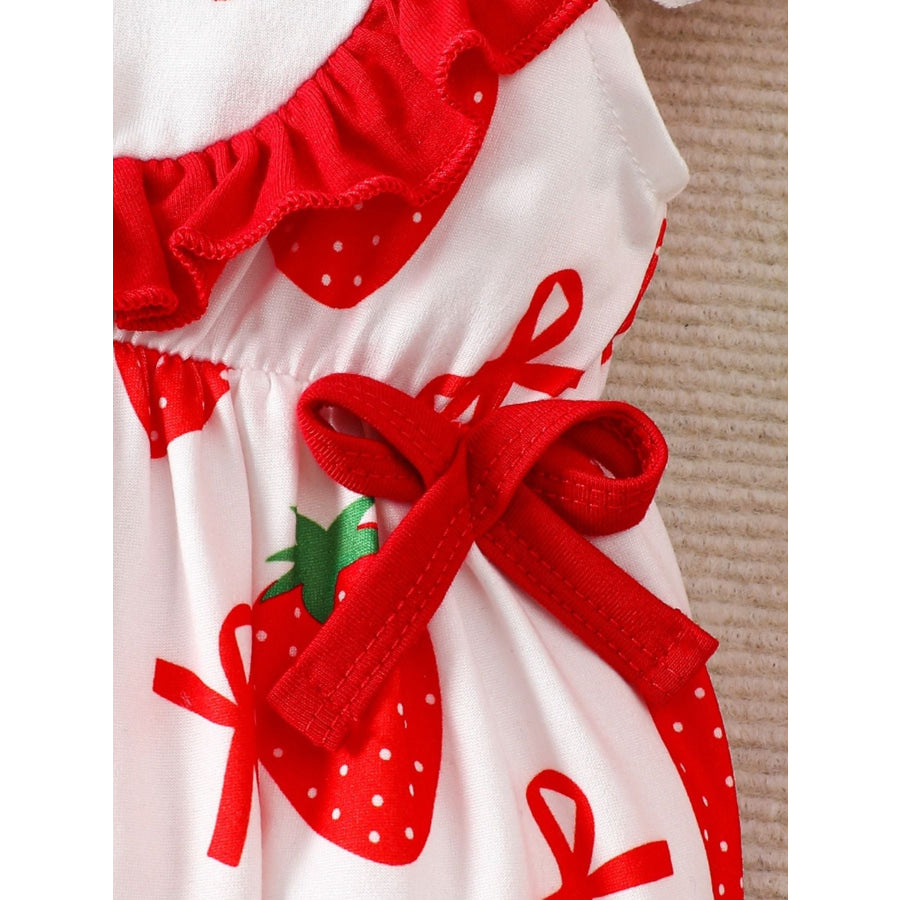 Children’s Printed Ruffle Trim One-Piece with Headband Apparel and Accessories