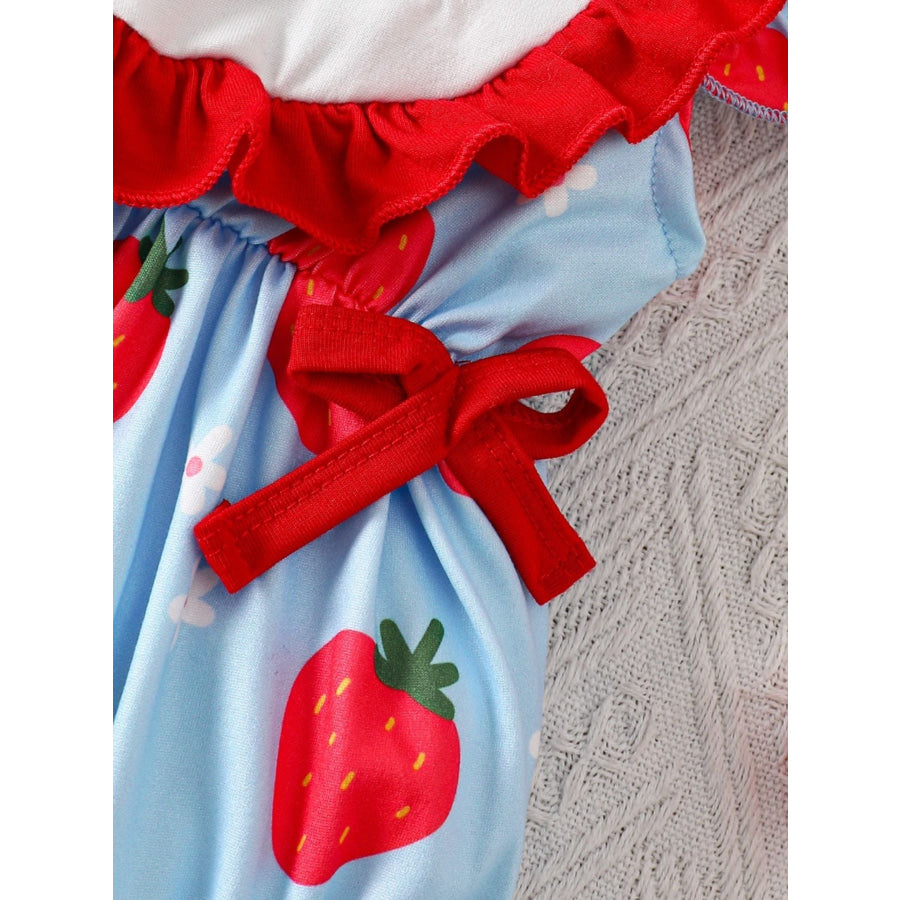 Children’s Printed Ruffle Trim One-Piece with Headband Apparel and Accessories