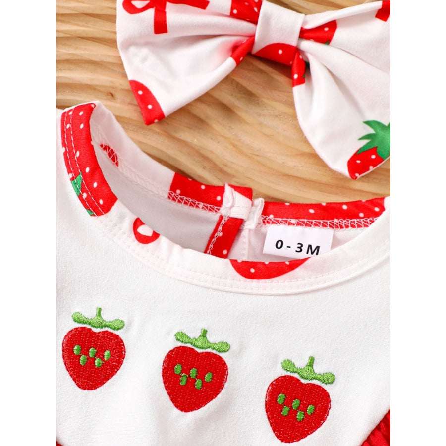 Children’s Printed Ruffle Trim One-Piece with Headband Apparel and Accessories