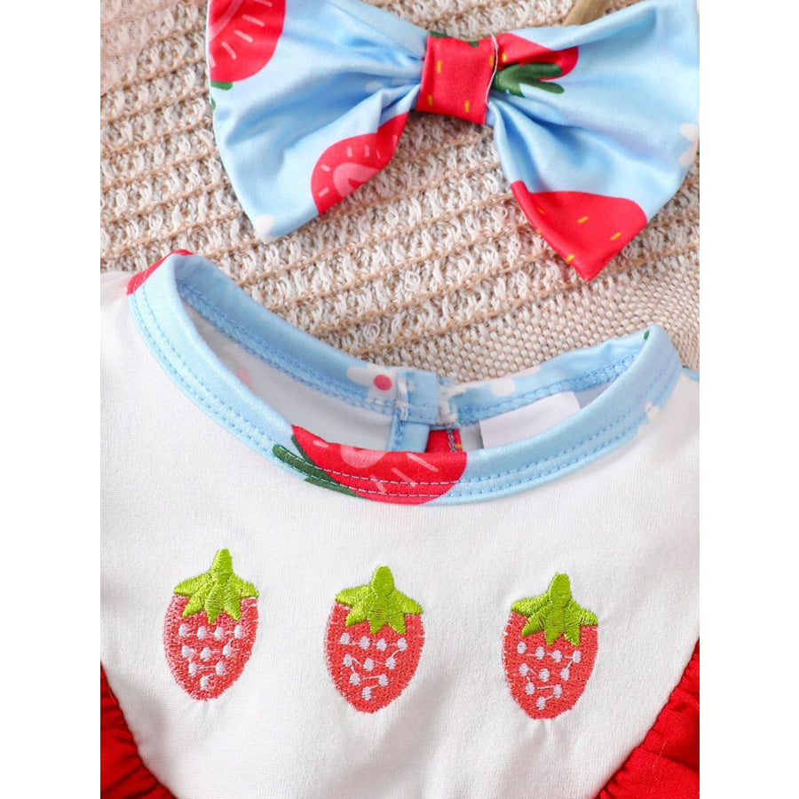 Children’s Printed Ruffle Trim One-Piece with Headband Apparel and Accessories