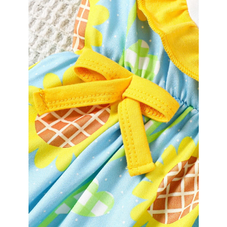 Children’s Printed Ruffle Trim One-Piece with Headband Apparel and Accessories