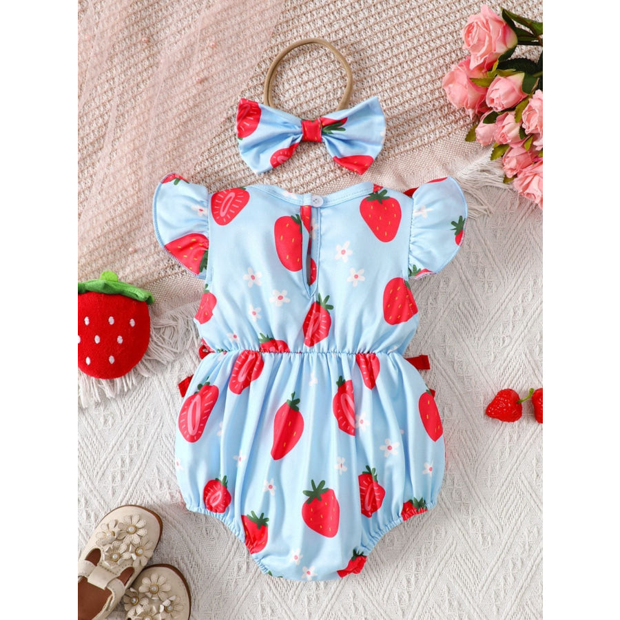 Children’s Printed Ruffle Trim One-Piece with Headband Apparel and Accessories