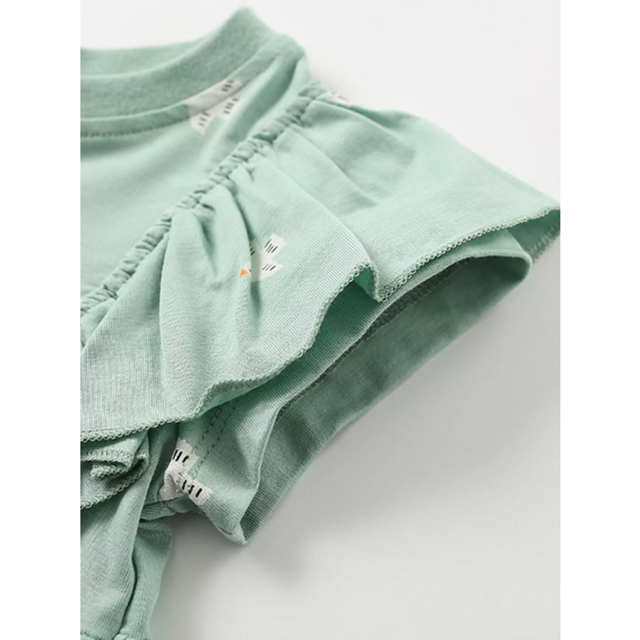 Children’s Printed Ruffled Sleeve A-Line Dress Apparel and Accessories