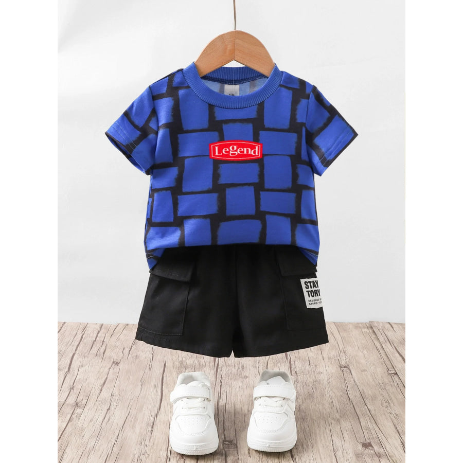 Children’s Printed Short Sleeve Tee and Shorts Set Royal Blue / 6-9M Apparel and Accessories