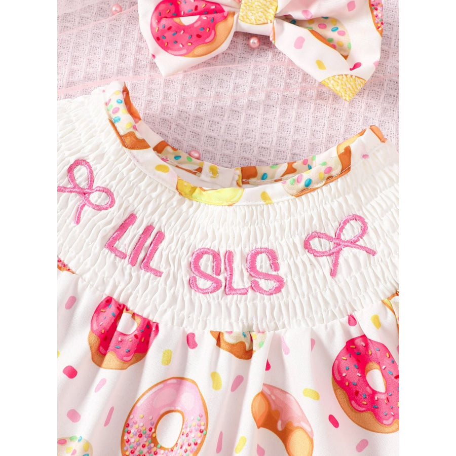Children’s Printed Smocked One-Piece with Headband Apparel and Accessories