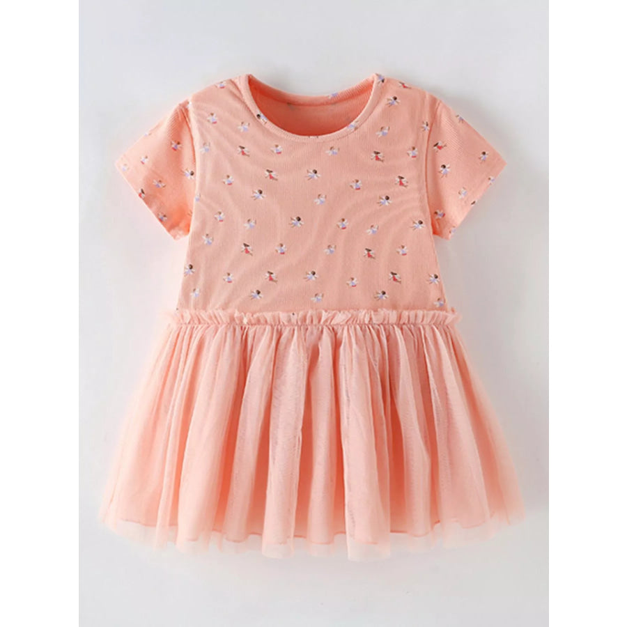 Children’s Printed Tulle Layered Dress Watermelon pink / 3Y Apparel and Accessories