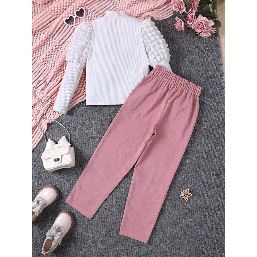 Children’s Puff Sleeve Top and Pants Set Apparel and Accessories