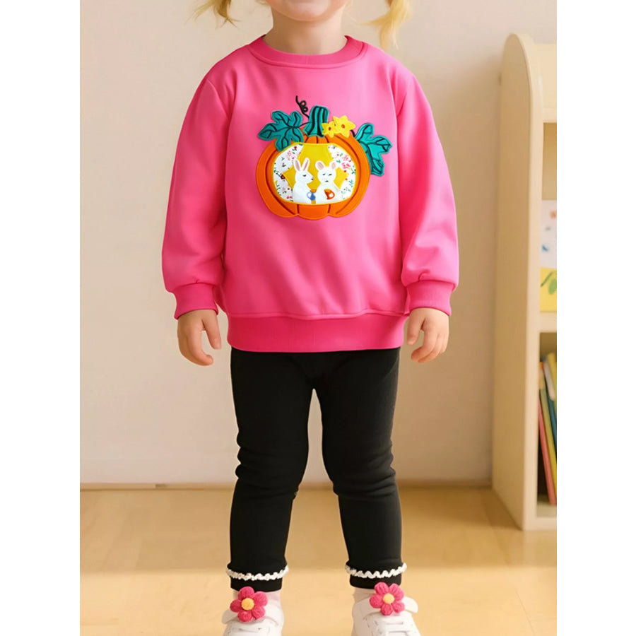 Children’s Pumpkin Patch Applique Sweatshirt Strawberry / 2Y Apparel and Accessories
