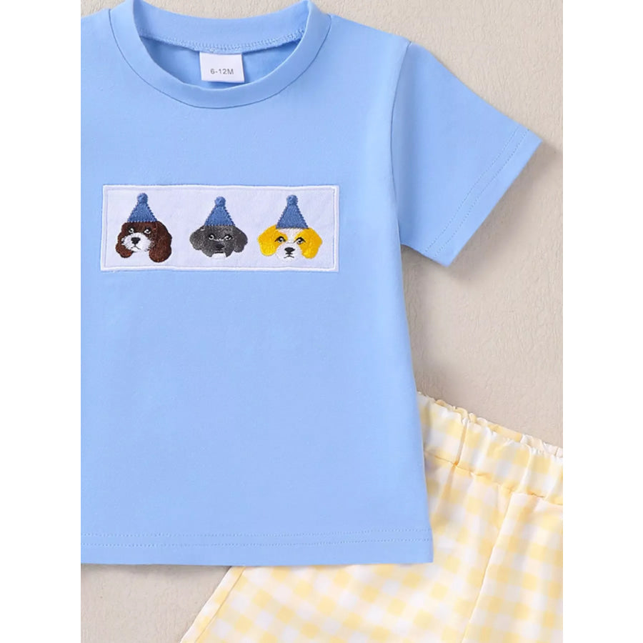 Children’s Puppy Round Neck Tee and Shorts Set Apparel and Accessories