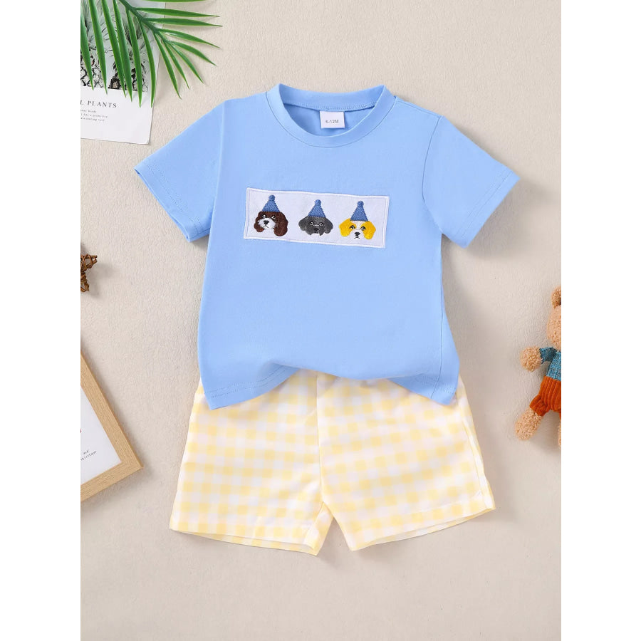 Children’s Puppy Round Neck Tee and Shorts Set Apparel and Accessories