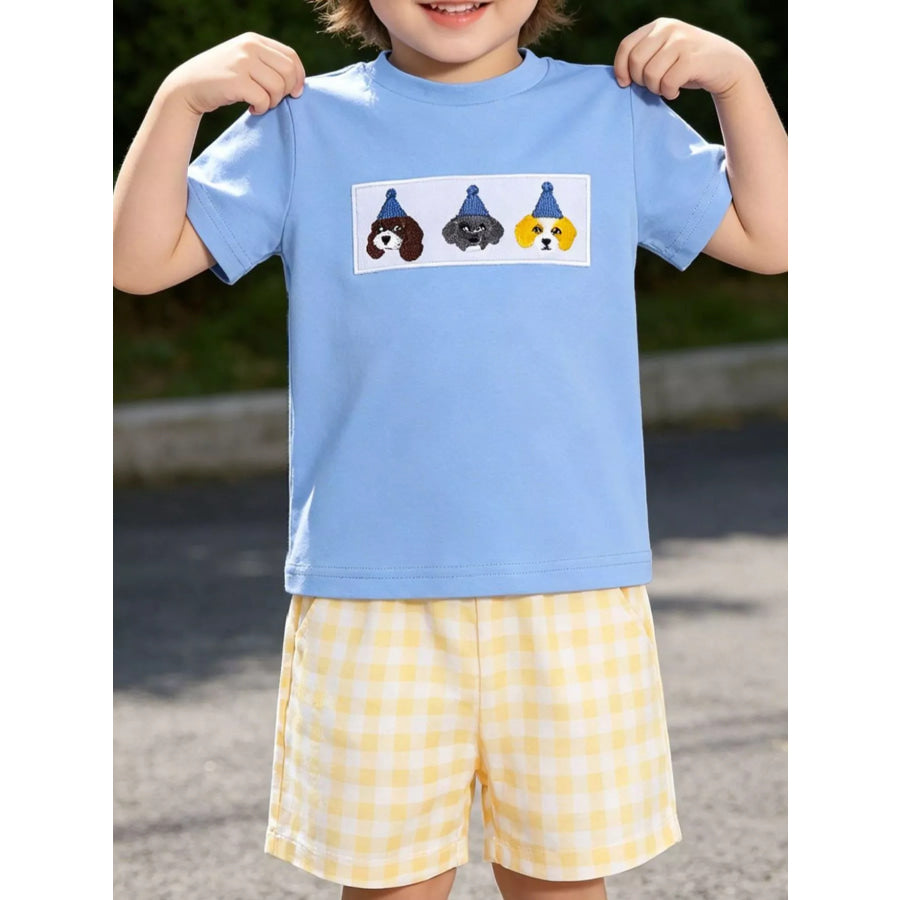 Children’s Puppy Round Neck Tee and Shorts Set Apparel and Accessories