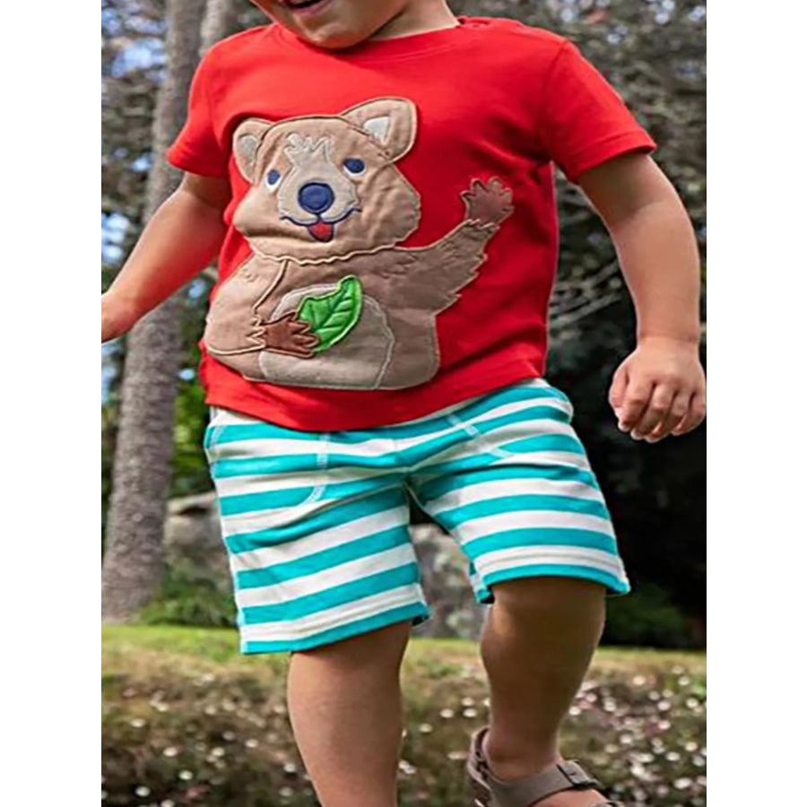 Children’s Quokka Applique Short Sleeve T-Shirt Red / 2T Apparel and Accessories