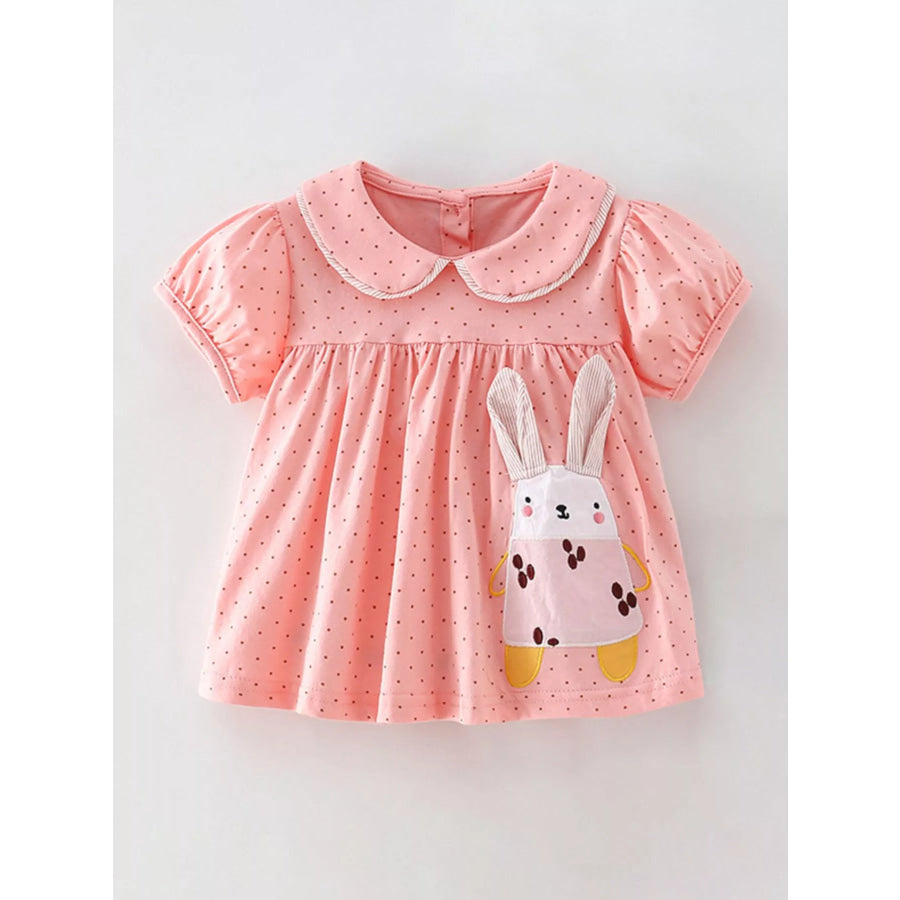 Children’s Rabbit Applique Polka Dot T-Shirt Pink / 6Y Apparel and Accessories