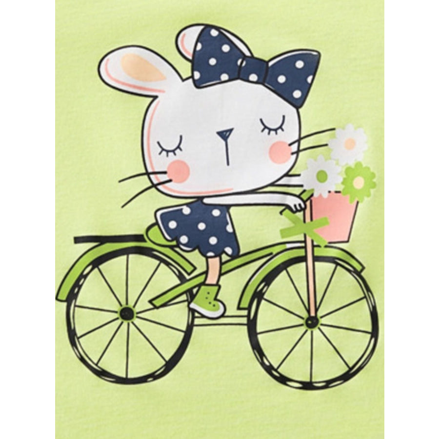 Children’s Rabbit Bicycle Graphic Short Sleeve T-Shirt Apparel and Accessories
