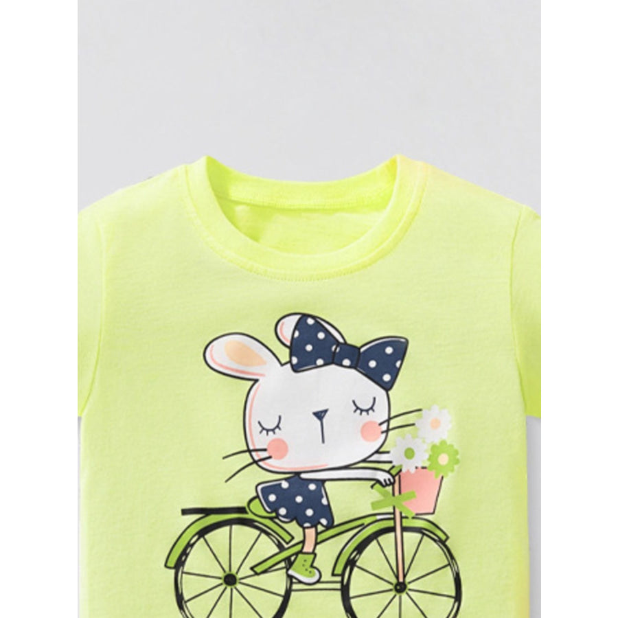Children’s Rabbit Bicycle Graphic Short Sleeve T-Shirt Apparel and Accessories