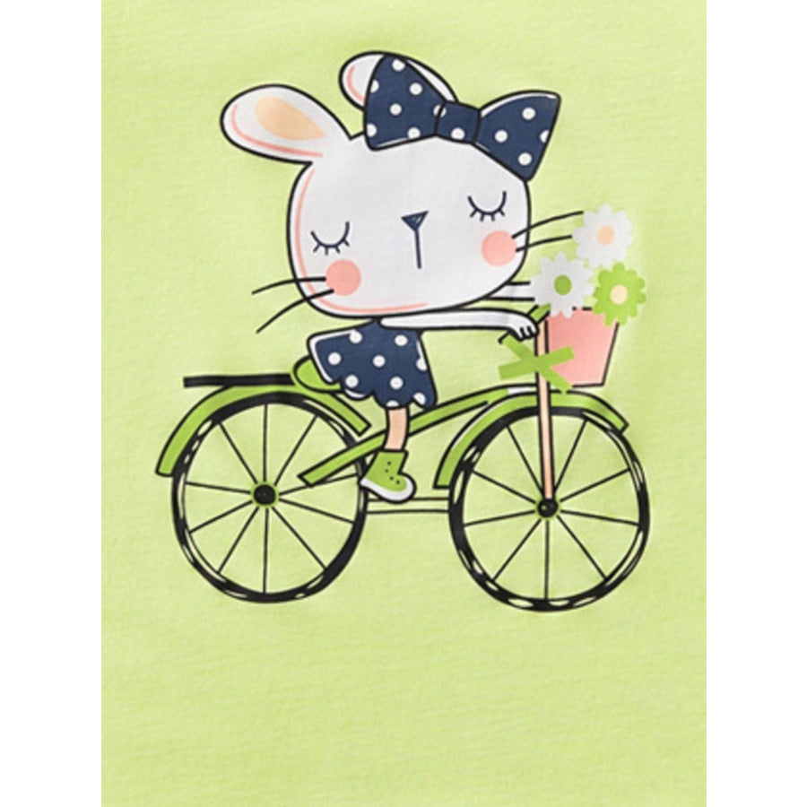 Children’s Rabbit Bicycle Graphic Short Sleeve T-Shirt Apparel and Accessories